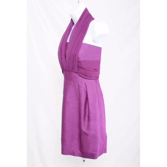 SINHA-STANIC Runway Purple Silk & Wool Blend Halter Mini Dress - Picture 3 of 8